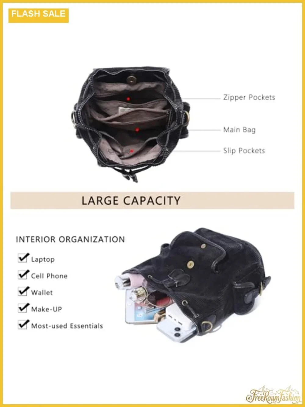 Convertible Corduroy Backpack Purse with Detachable Straps for Women 3-in-1